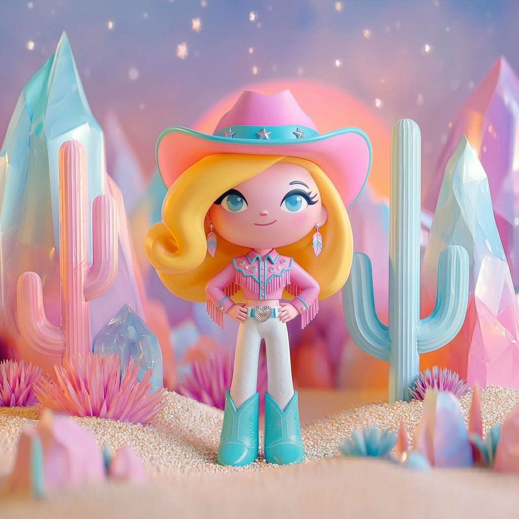 Cute Cowgirl Poster — Pastel Desert Satin/Matte Art Print